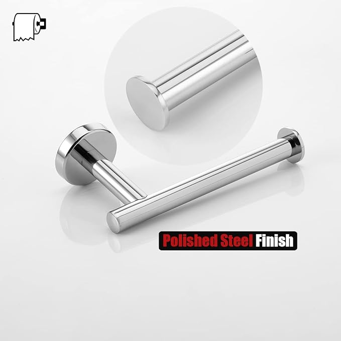 JQK Chrome Toilet Paper Holder, 5 Inch 304 Stainless Steel Thick 8mm Tissue Paper Dispenser for Bathroom, Hold Mega Rolls, Polished Chrome Wall Mount, TPH120-CH