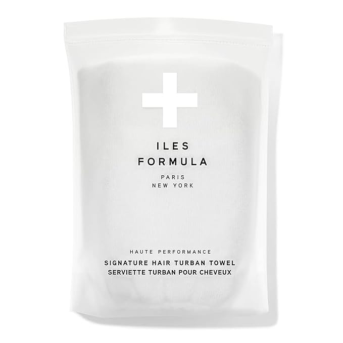 ILES FORMULA Hair Turban Towel – Ultra-Soft Microfiber Hair Towel Wrap for Fast Drying, Frizz Control & Breakage Protection – Large, Lightweight Hair Wrap for Short, Long & Curly – White