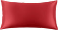 THXSILK Set of 2 100% Mulberry Silk Pillowcase for Hair and Skin Health, 22 Momme Soft and Smooth Pillowcases with Hidden Zipper, Both Sides Premium Grade 6A+ Silk, California King 20"x40", Red