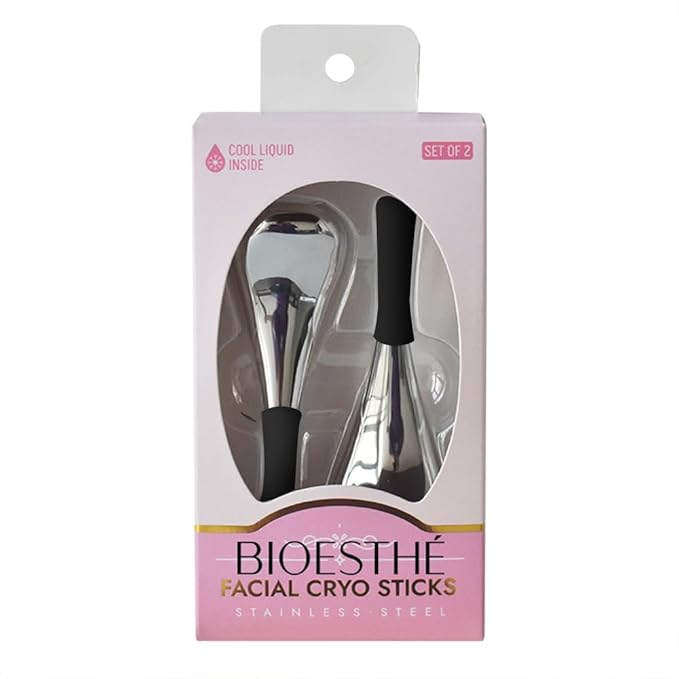 Ice Globes for Face & Eyes, Unbreakable Stainless Steel Cryo Sticks for Beauty Routines, Facials Cold Roller Cooling Globes for Puffiness, Wrinkles, Dark Circles, Headaches(Black)