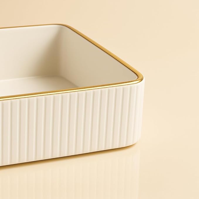 Leather Desk Organizer Tray - Decorative Vanity Perfume Tray & Jewelry Holder, Key Bowl for Entryway, Nightstand Organizer with Handles for Women and Men