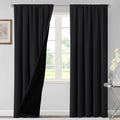 H.VERSAILTEX 100% Blackout Curtains for Bedroom Thermal Insulated Blackout Curtains 84 Inches Long Rod Pocket Window Drapes for Living Room with Black Liner 2 Panels Set, Jet Black