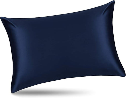 ALASKA BEAR Silk Pillowcase for Hair and Skin, Set of 2 Pure Genuine 22 Momme Mulberry Silk Pillow Cases King Size for Bliss Sleep Better Than Poly Satin, Zipper Closure(2pc, Navy)