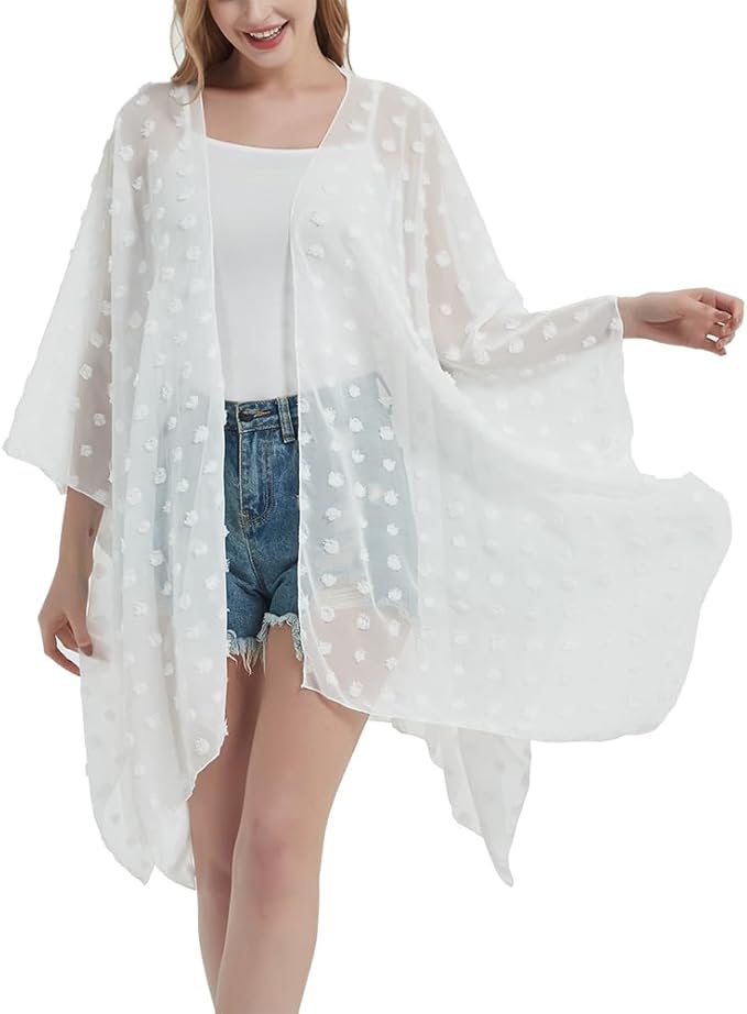 Women's Bohemian Floral Chiffon Beach Cover up Swimsuit Kimono Summer Swimwear Cardigans