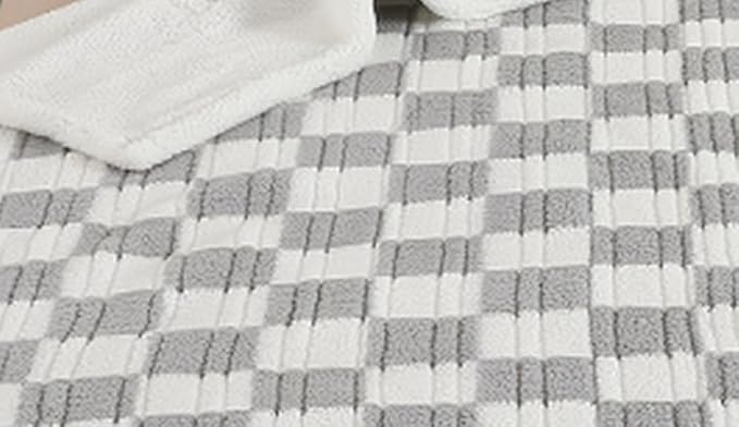 Electric Heated Blanket 6 Heating Settings & 10H Auto Off Full 72×84 Plush Fluffy Office Quick-Heating Study Plaid Gray White