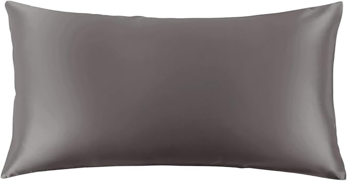 THXSILK 22 Momme Mulberry Silk Pillowcase, 100% Pure Mulberry 6A+ Grade Fibers, Silk Pillowcase for Hair and Skin, California King Size 20"x40" Silk Pillow Case with Hidden Zipper - Dark Grey