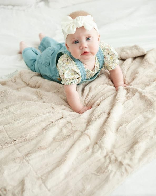 Minky Couture Sorbet Blanket - Ultra-Soft Throw for Silky Smooth Comfort - Premium Decorative Throw - Midweight, Breathable Fabric - Machine Washable Travel, Almond Croissant