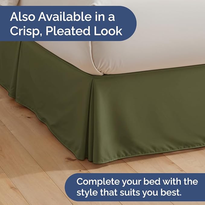 Bedskirt King Size Ruffle - 15 inch Drop Dust Ruffle Bed Skirt with Platform - Soft, Easy Fit, Premium Hotel Quality - Wrinkle, Fade & Shrink Resistant - for Women, Men, Kids and Teens - Sage Green