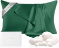 THXSILK 100% Mulberry Silk Pillowcase for Hair and Skin Health, Hidden Zipper, 22 Momme, Both Sides Smooth, Breathable and Natural, Sleep Pillow Case (Standard 20"x26", Emerald Green)