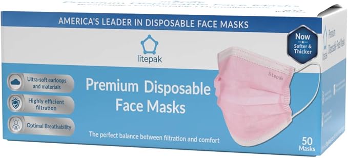Litepak 500pcs Premium Disposable Face Mask SOFT 3ply Nose Wire