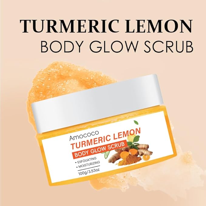Turmeric Lemon Body Scrub, Deep Cleansing Exfoliator with Armpit Detox & Moisturization, 3.53oz