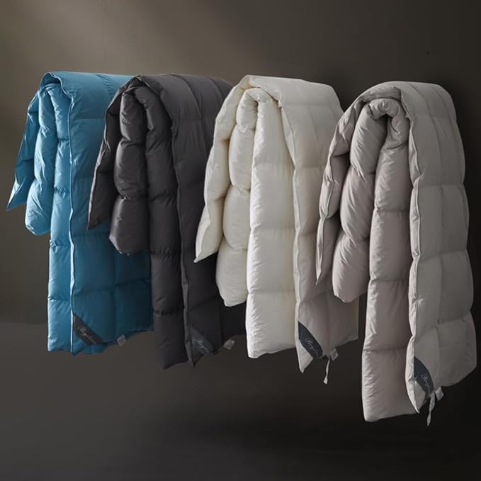 Royoliving Premium Feathers Down Duvet Insert Comforter King Size Gray All Season Medium Warmth Winter Grey 100% Cotton Cover with Corner Tabs (106x90, 60 oz)