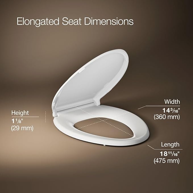 KOHLER K-35584 Cachet Recycled Plastic, Readylatch, Quiet-Close, Soft Close Elongated Toilet Seat