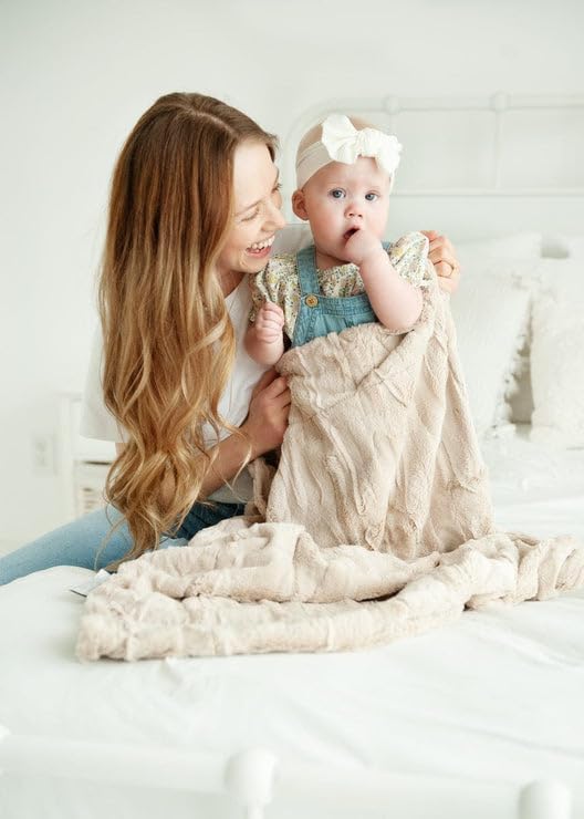 Minky Couture Sorbet Blanket - Ultra-Soft Throw for Silky Smooth Comfort - Premium Decorative Throw - Midweight, Breathable Fabric - Machine Washable Adult, Almond Croissant