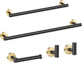 5 Pieces Black Gold Bathroom Hardware Set, 23.6 Inches Bathroom Towel Rack Set Bath Towel Bar Set, SUS304 Stainless Steel Bathroom Accessories Kit Wall Mounted