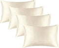 BEDELITE Satin Pillowcase for Hair and Skin, Super Soft Similar to Silk Pillow Cases 4 Pack with Envelope Closure, Cooling Pillowcases for Women Men (20"x36" King Size, Beige)