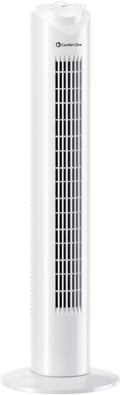 Comfort Zone Tower Fan for Bedroom, 32 inch, 3 Speeds, 90 Oscillation, Bladeless Indoor Fan, Built in Carry Handle, Portable Stand Fan, White