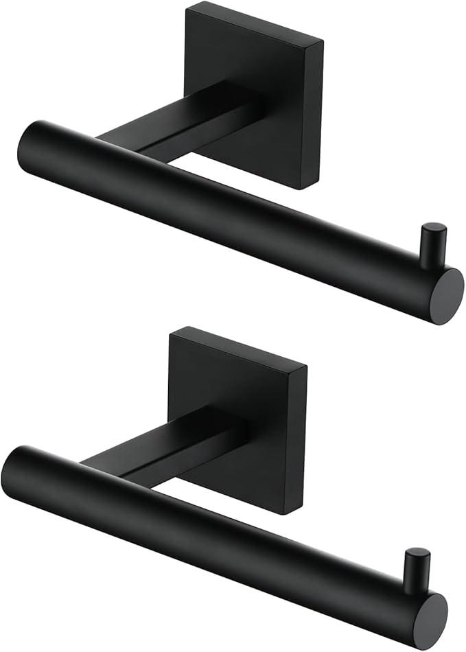 KOKOSIRI Toilet Paper Holder for Bathroom Toilet Roll Holder Hold Mega Rolls Matte Black Stainless Steel, 2 Pack, B2005BK-2P