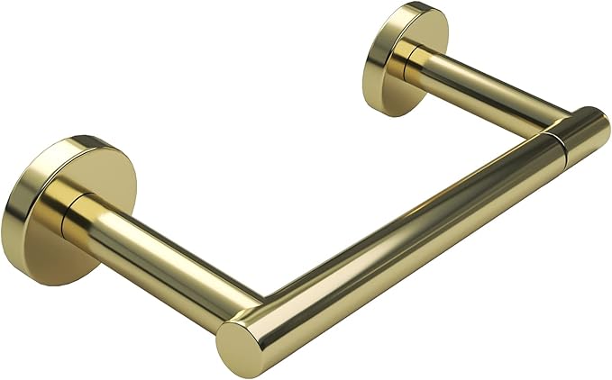 Gold Toilet Paper Holder - Metal Bathroom Flexible Pivoting Tissue Handle on Wall Mounted, SUS 304 Stainless Steel Adjustable TP Large Mega Roll Holder Classic Matte