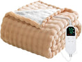 Heated Blanket Throw Blanket,Soft Bubble Fleece Fast Heating Electric Blanket,Heating Blanket with 8 Heat Levels 6 Hours Auto-Off Overheat Protection, Grandma Gift,Apricot Yellow,(Twin Size 62"x84")