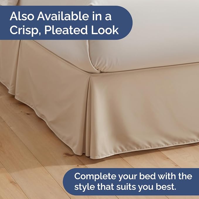 Bedskirt Queen Size Ruffle - 18 inch Drop Dust Ruffle Bed Skirt with Platform - Ultra-Soft, Easy Fit, Premium Hotel Quality - Wrinkle, Fade & Shrink Resistant - for Women, Men, Kids and Teens - Cream