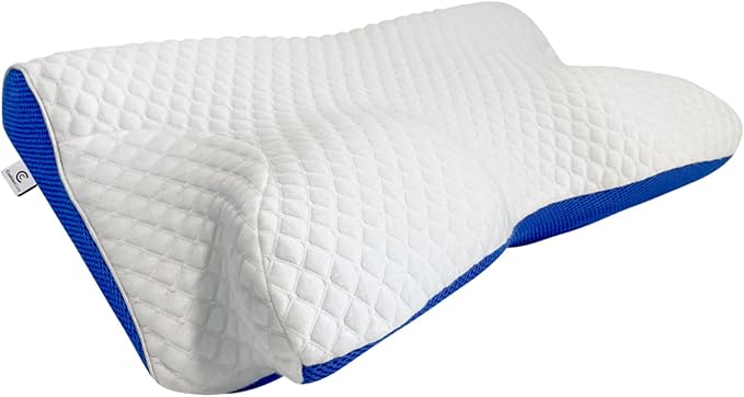 Cooling Gel Cervical Neck Pillow for Pain Relief Sleeping – Ventilated Blue Memory Foam - Orthopedic Contour Pillow for Side, Back, Stomach Sleeper - Ergonomic Neck and Shoulder Support Pillows