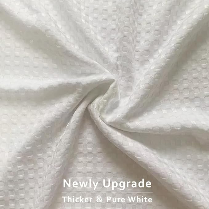 MIYE Pleated Waffle Weave Bed Skirt, Tailored Dust Ruffle 14 Inch Drop Easy Fit, Machine Washable (White, Twin - 14" Drop)