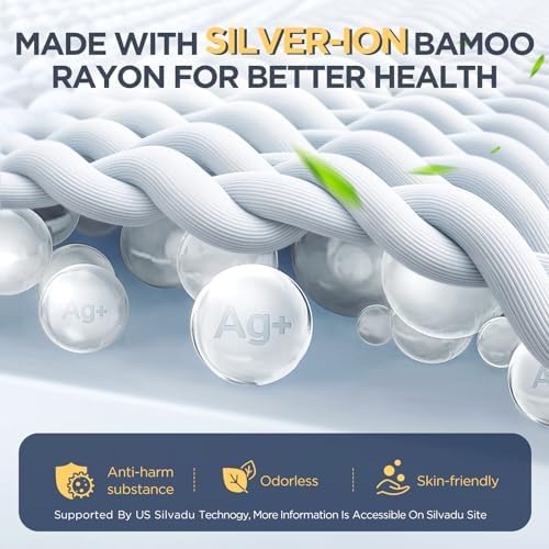 Premium Waterproof Twin Mattress Protector Made from Silver-Infused Bamboo Rayon for Better Health, Odor-Free Hypoallergenic Twin Mattress Cover, Quiet Bed Cover with 6"-21" Deep Pocket