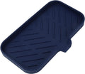 Silicone Bathroom Soap Dishes with Drain Spout-Kitchen Sink Organizer,Sponge Holder,Dish Soap Tray,Perfect for Dispenser,Scrubber,Bottle,Cup on Sink or Counter-Navy Blue 9.6"×5.3"