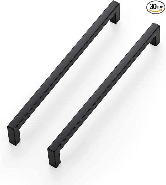 Ravinte 30 Pack Solid 7-1/2 Inch Center to Center Slim Square Bar Drawer Handles Kitchen Cabinet Handles Black Drawer Pulls Kitchen Cabinet Hardware Kitchen Handles Matte Black Cabinet Pulls