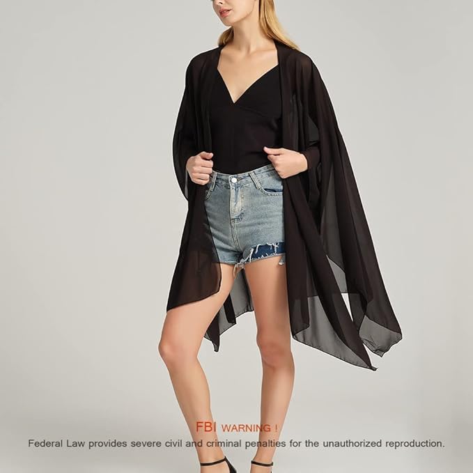 Women's Bohemian Floral Chiffon Beach Cover up Swimsuit Kimono Summer Swimwear Cardigans