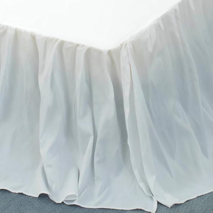 TSUTOMI Bed Skirt Full Size Ruffled Bed Skirt with Split Corners, 22 Inch Drop Dust Ruffle Bed Skirts with Platform, Gathered Style, 100% Microfiber, White