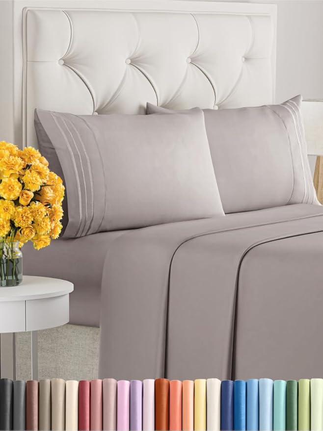 Cal King Size 4 Piece Sheet Set - Extra Soft, Breathable & Cooling Sheets - Hotel Luxury Bed Sheets for Women & Men - Deep Pockets, Easy-Fit & Wrinkle-Free Sheets - Thistle Purple Oeko-Tex Bed Sheets