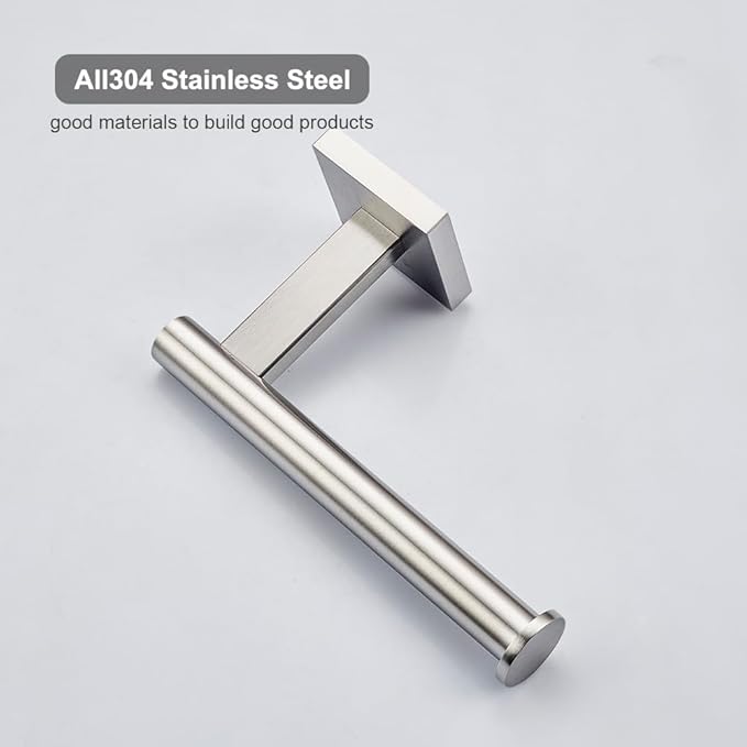 Premium 304 Stainless Steel Wall Mounted Toilet Paper Holder - Brushed Nickel Paper Roll Holder, Heavy-Duty Permanent Bathroom Toilet Tissue Holder, Modern & Durable Toilet Roll Holder