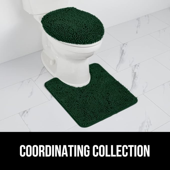 GORILLA GRIP Soft Chenille Bathroom Toilet Lid Cover, Machine Washable Seat Covers, 19.5x18.5, Stays in Place Rubber Backing, Fits Most Round, Elongated and Oblong Lids, Accessories Decor, Hunter