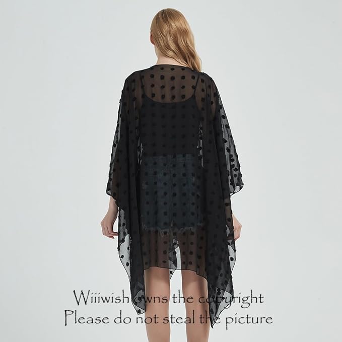 Women's Bohemian Floral Chiffon Beach Cover up Swimsuit Kimono Summer Swimwear Cardigans