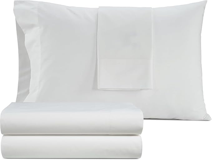 IZOD 100% Egyptian Cotton Sheets Set Twin Size, Cotton Percale Crisp Sheet Set 3Pc, Lightweight & Deep Pocket fits Upto 17", Long-Staple Soft Combed, Hotel Style Sheets Luxury Bedding Sheet - White
