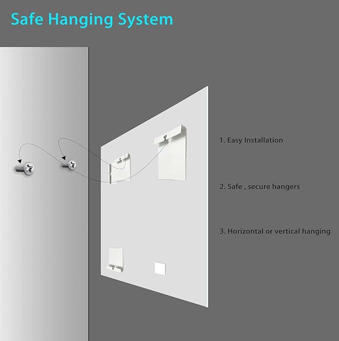 Frameless Beveled Edge Bathroom Mirror 36x24 Inch Rectangle Wall Mirror Explosion Proof and Shatterproof Bathroom Vanity Mirror Wall Mounted Hang Firmly (Horizontal or Vertical)