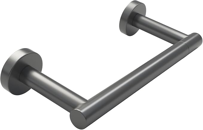 Gray Toilet Paper Holder Wall Mount, Dark Grey Bathroom Toilet Paper Holder for SUS 304 Stainless Steel, Double Post Pivoting Toilet Paper Roll Holder for Bathroom RV Paper Towels for TP