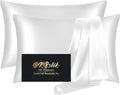 Silk Pillowcase 2 Pack, Mulberry Silk Pillow Cases Queen Size Set of 2, Anti Acne Silk Pillowcase for Hair and Skin, Natural Silk Satin Pillowcases Gifts for Women Men 2 Pack with Hidden Zipper, White