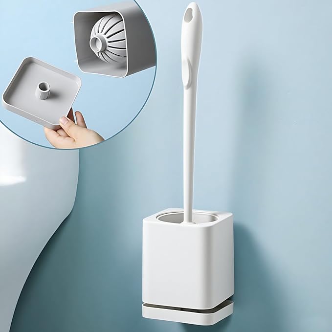 Toilet Brush and Holder Set, Durable Polypropylene with Ventilated Base and Ergonomic Handle for Effective Bathroom Cleaning and Storage