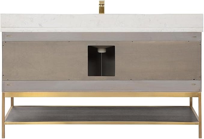 Wildy 60" Single Bathroom Vanity Set in Black Oak Without Mirror