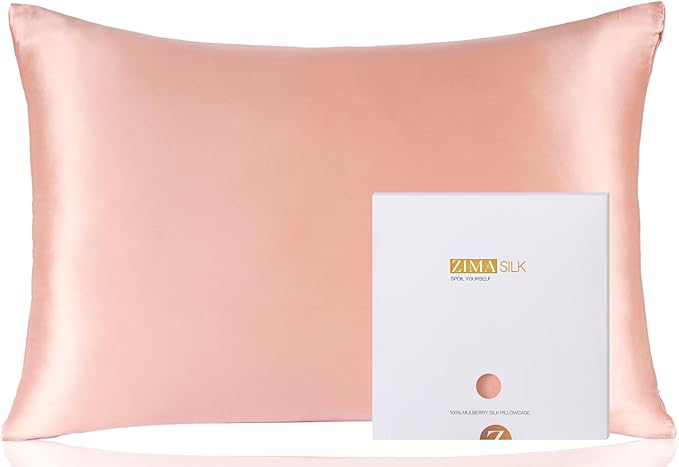 ZIMASILK 100% Pure Mulberry Silk Pillowcase for Hair and Skin Health,Soft and Smooth,Both Sides Premium Grade 6A Silk,600 Thread Count,with Hidden Zipper,1pc (Queen 20''x30'',Coral)