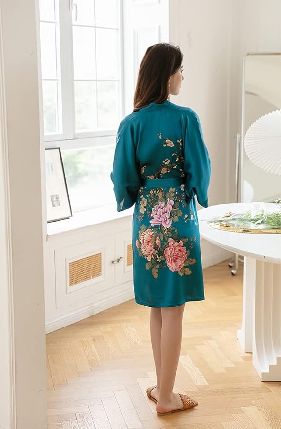 women's 100% silk kimono, short bathrobe pajamas, kimono pajamas