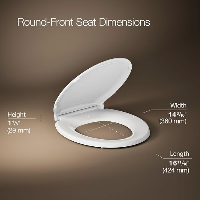 KOHLER 78059-RL-0 Rutledge Nightlight ReadyLatch Slow Close Toilet Seat, Round-Front, Quiet-Close Lid and Seat, Grip-Tight Bumpers, White