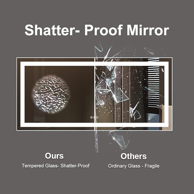 Amorho LED Bathroom Mirror 96" X36" with Front and Backlight, Large Dimmable Wall Mirrors with Anti-Fog, Shatter-Proof, Memory, 3 Colors, Double LED Vanity Mirror, ETL Listed