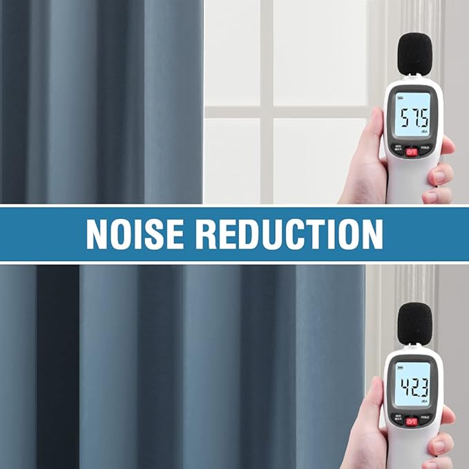 H.VERSAILTEX 100% Blackout Curtains for Bedroom Thermal Insulated Curtains & Drapes Blackout Curtains 84 Inches Long Rod Pocket Curtains for Living Room with Black Liner 2 Panels Set, Stone Blue