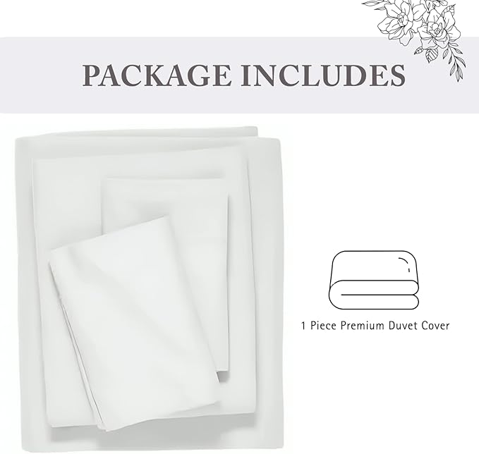 1000 Thread Count King Duvet Cover 100% Egyptian Cotton Hotel Luxury Quality 1 Piece Comforter Cover All Season Breathable Zipper Closure & Corner Ties (Cal King/King, White)