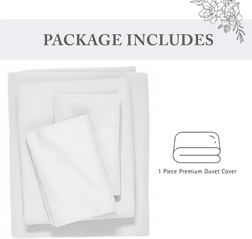 1000 Thread Count King Duvet Cover 100% Egyptian Cotton Hotel Luxury Quality 1 Piece Comforter Cover All Season Breathable Zipper Closure & Corner Ties (Cal King/King, White)