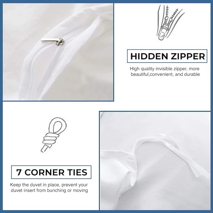 Duvet Cover Oversized King Size 1000 Thread Count 100% Egypitian Cotton 1 Duvet Cover & 2 Pillow Shams Long Staple Quilt Silky Soft, Breathable With Zipper -3 Piece Set for Comforter(White)